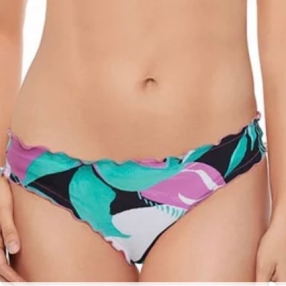 SALT + COVE Women's Green Printed Stretch Cheeky Fit Lined Bikini Bottom-NWT - Picture 2 of 2